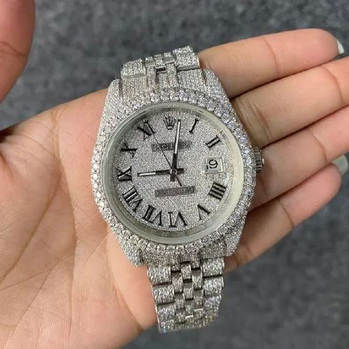 Round Ladies Rolex Moissanite Diamond Watch, Speciality : Elegant Attraction