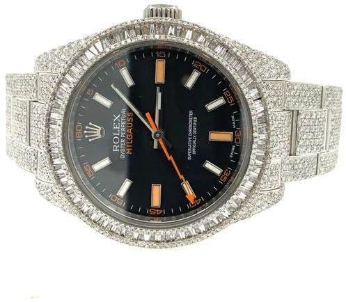 Mens Rolex Lab Grown Diamond Watch, Dialer Material : Stainless Steel