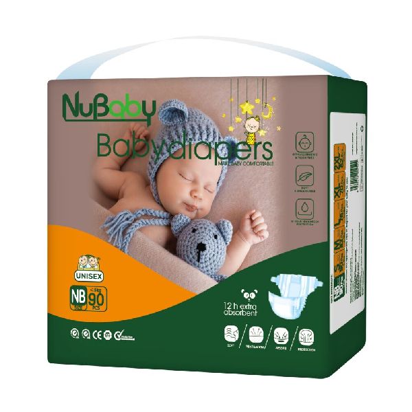 Nubaby Premium Baby Diaper, New Born (NB) 70 PCS, 70 Count, upto 4 to 8 kg With 5 in 1