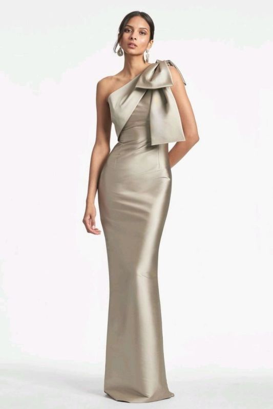 Champagne Satin One Shoulder Gown, Feature : Anti Wrinkle, Attractive Designs, Dry Cleaning
