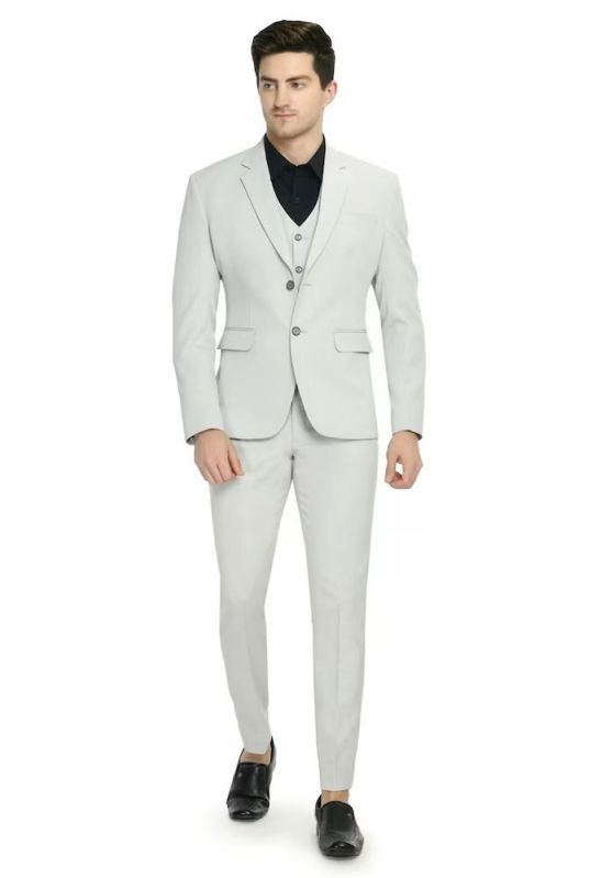 Light Grey Formal Mens Three Piece Coat Pant