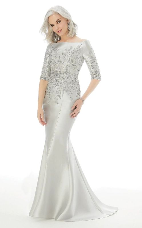 Silver Off Sloulder Mermaid Partywear Gown, Feature : Anti Shrink, Attractive Designs, Comfortable