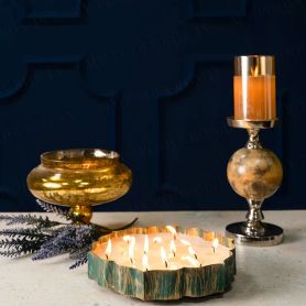 Iron Golden Polished Candle Urli, Size : 10*10*2 Inch