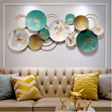 Iron Polished Metal Round Wall Arts, for Banquet, Home, Hotels, Office, Restaurant, Size : 117*4*50 Cm