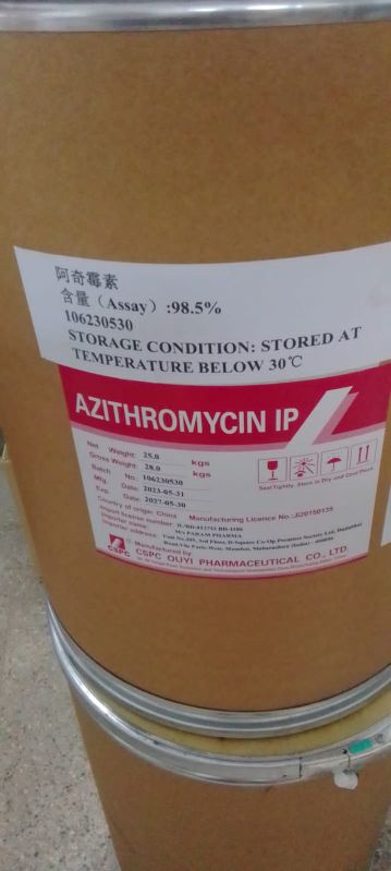 Azithromycin dihydrate powder, Packaging Size : carton
