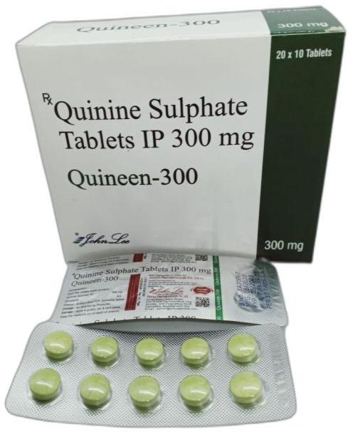Quinine Sulphate 300mg Tablets, For Personal, Hospital, Clinical, Packaging Size : 10x10 Pack, 30x10 Pack