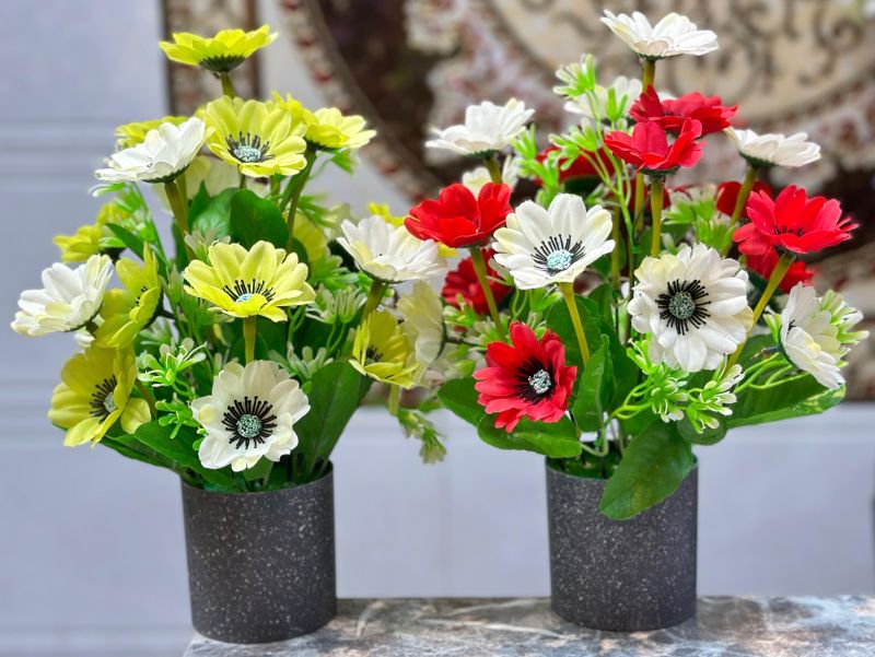 Artificial green popi flower arrangement, for Home, Office, Pooja, Religious, Temples, Decoration