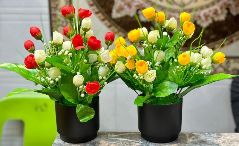 Artificial multi goli flower arrangement, for Church, Home, Pooja, Religious, Temples, Decoration