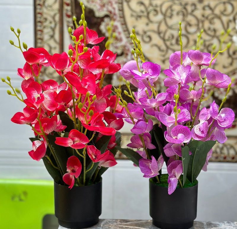 Purple Plastic artificial orchid flower arrangement, for Decoration Purpose, Decoration