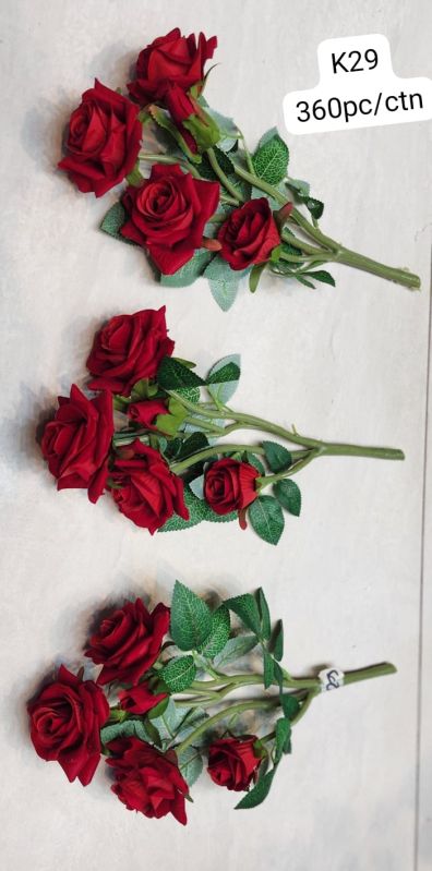 Red Artificial K-29 Rose Stick Bunch, for Decoration, Feature : Washable