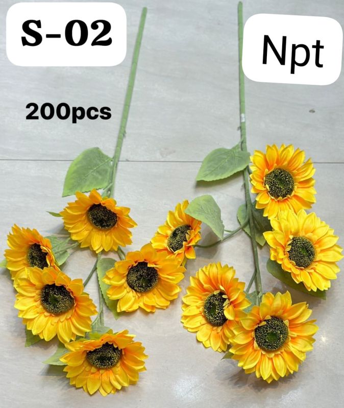 Yellow Plastic Artificial S-02 Sunflower Bunch, for Decorative Purpose, Feature : Easy Washable