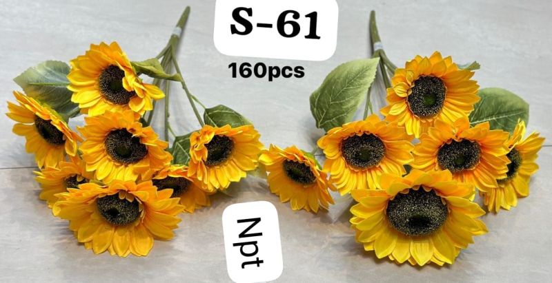 Plastic Artificial S-61 Sunflower Bunch, for Decorative Purpose