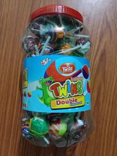 Twist Twins Lollipop, Packaging Type : Plastic Jar