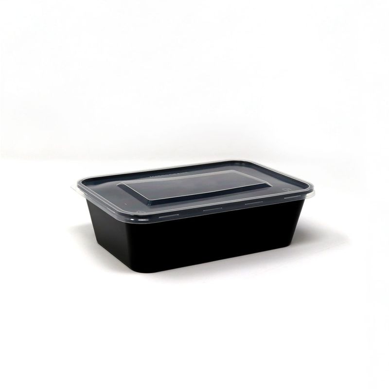Black 500 ml Rectangular Plastic Food Container