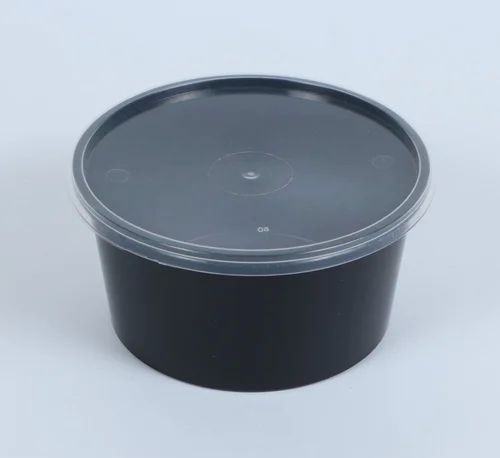 Black 500 Ml Round Plastic Food Container