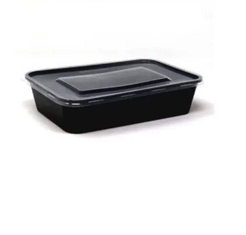 Black 650 Ml Rectangular Plastic Food Container