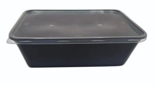 Black 750 ml Rectangular Plastic Food Container