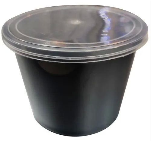 Black 750 ml Round Plastic Food Container