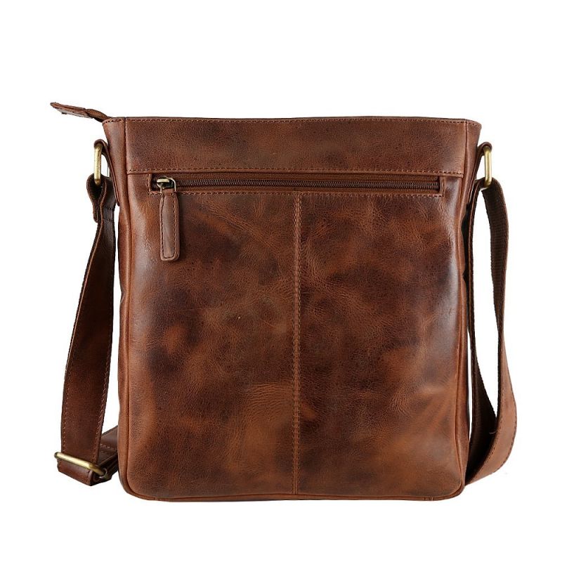 Brown Solid Leather Sling Bag