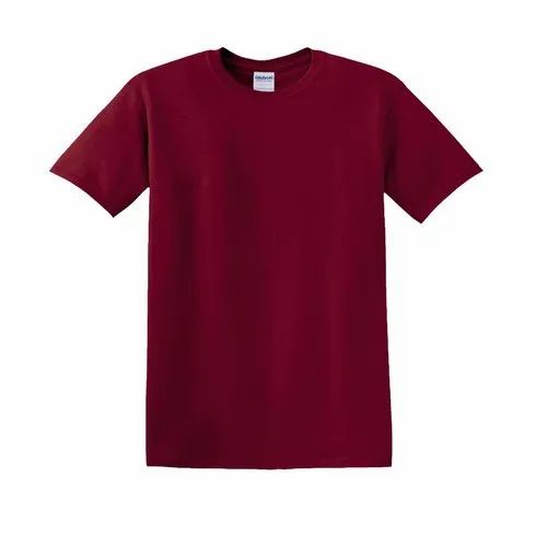 Marron Half Sleeves Plain Cotton Mens Round Neck T-shirt