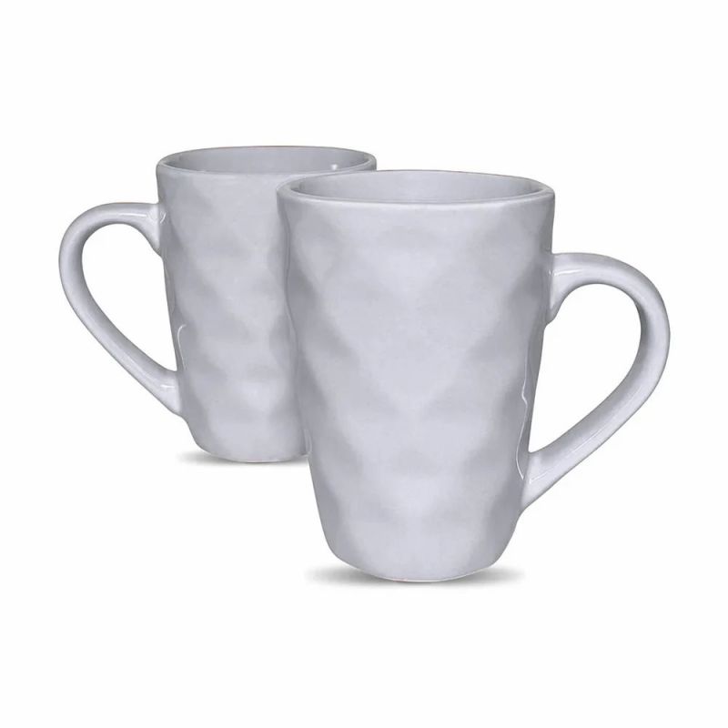 Plain White Ceramic Diamond Coffee Mug, Size : Medium