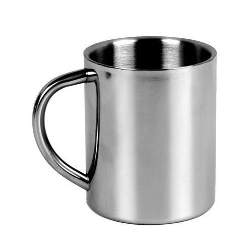Silver Round Polished Plain Stainless Steel Mug, for Drinkware, Style : Morden