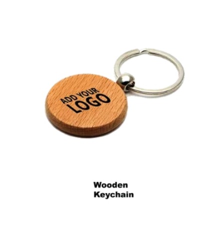 Printed Polished Wooden Keychain, Color : Brown