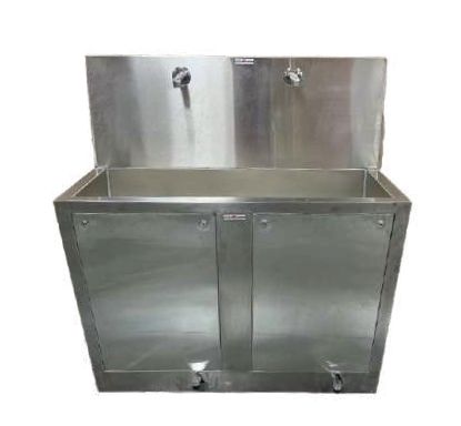 Rectangle Polished Stainless Steel Double Scrub Sink Station, for Hospital, Color : Grey