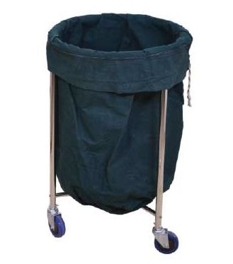 Black Round Linen Trolley, for Hospital Use, Handle Material : Stainless Steel