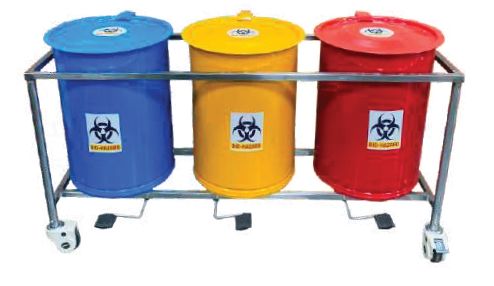 Grey Stainless Steel MSPL-11109 Bio Waste Trolley, for Hospital, Size : Standard