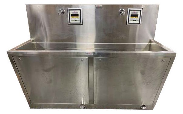Grey Scrub Sink Station With Sensor, for Hospital, Shape : Rectangle