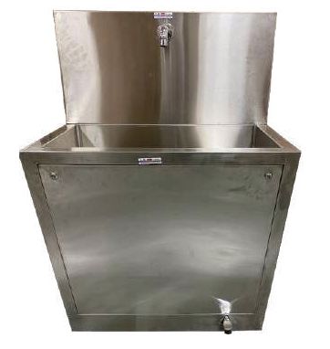 Grey Polished Stainless Steel Single Scrub Sink Station, for Hospital, Shape : Rectangle