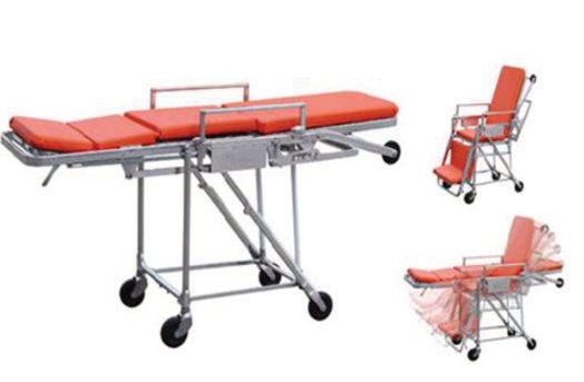 Rectangular Polished Iron Stretcher Trolley Cum Chair, for Hospitals, Size : Standard