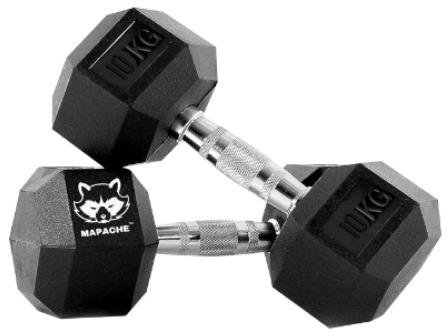 Rubber Mapache Gym Hexa Dumbbells, Color : Black