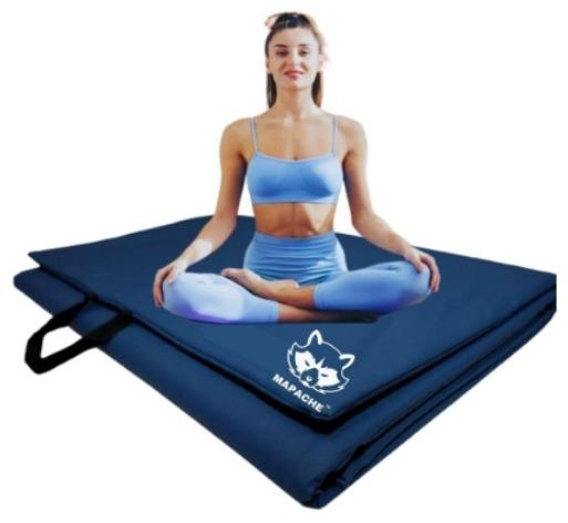 Mapache Hand Stiched Yoga Mat, Color : Blue
