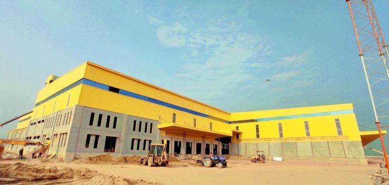 Yellow Paint Coating Prefabricated Warehouse, for Industrial, Size : Multisizes