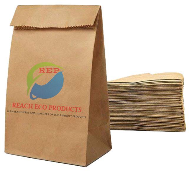 REP Printed Bleached Kraft Paper Pouch, for Food Industry, Color : Brown