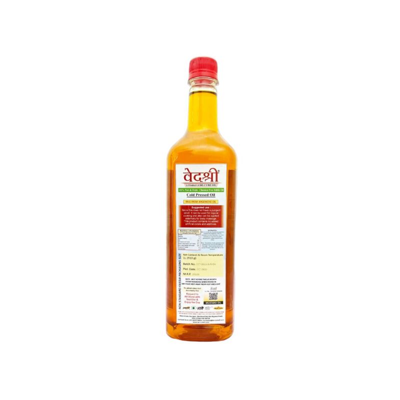 Vedshree Cold Pressed Yellow Mustard Oil, for Cooking, Packaging Size : 1L