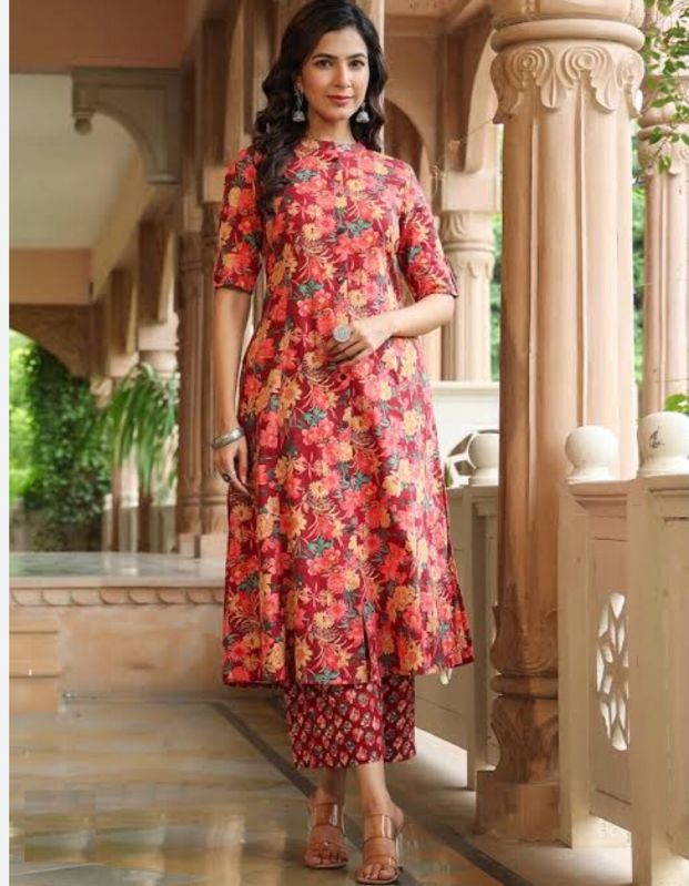 women printed kurta palazzo set