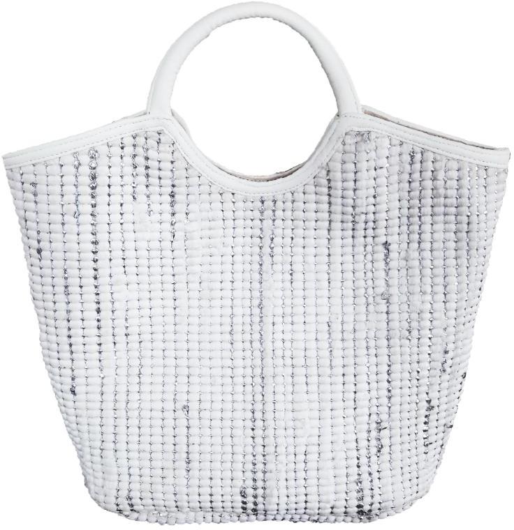 SEI-B-1566 A White & Silver Hand Woven Bag