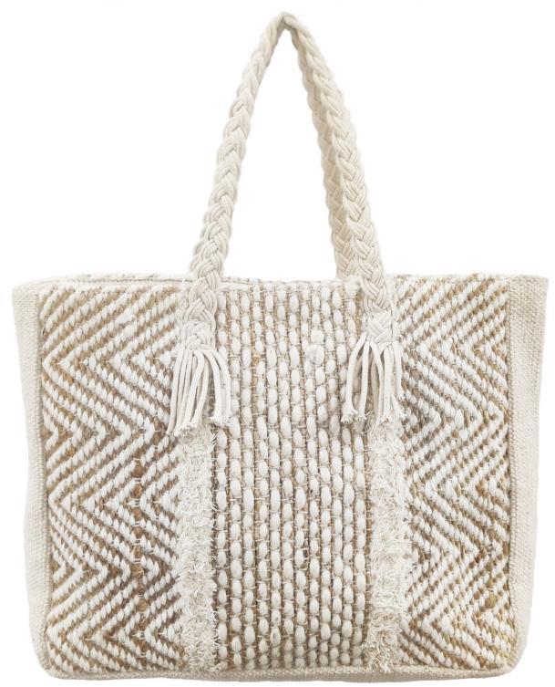 SEI-B-2543 Brown & White Hand Woven Bag