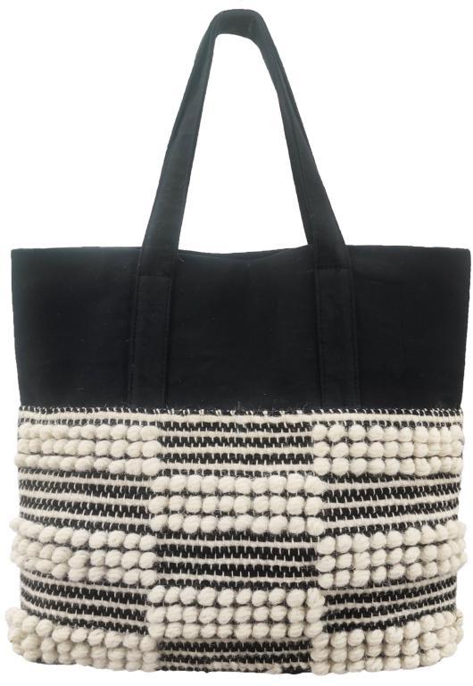 SEI-B-2546 Black & White Hand Woven Bag
