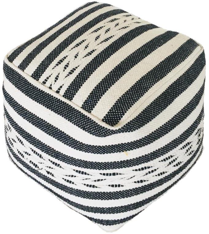 SEI-PO-1393 Black & White Handmade Pouf