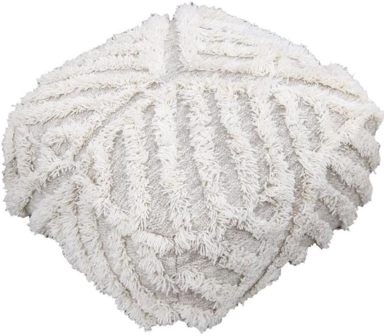 40 X 40 X 40 SEI-PO-1431 White Handmade Pouf