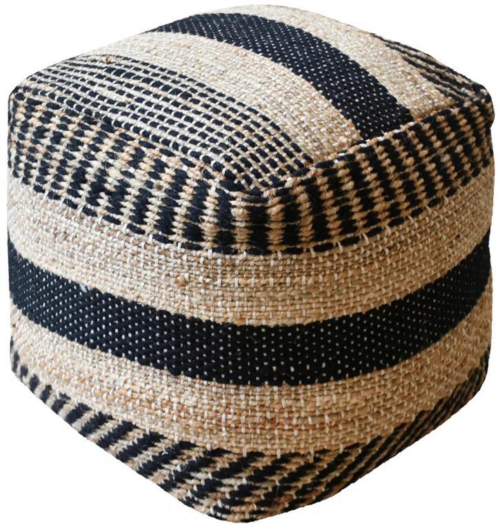 40 X 40 X 40 SEI-PO-1495 Jute Handmade Pouf, Color : Natural/bBack