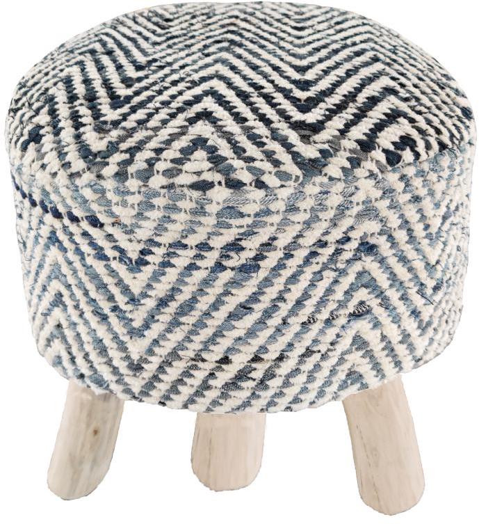 SEI-S-1502 Black & White Hand Woven Stool