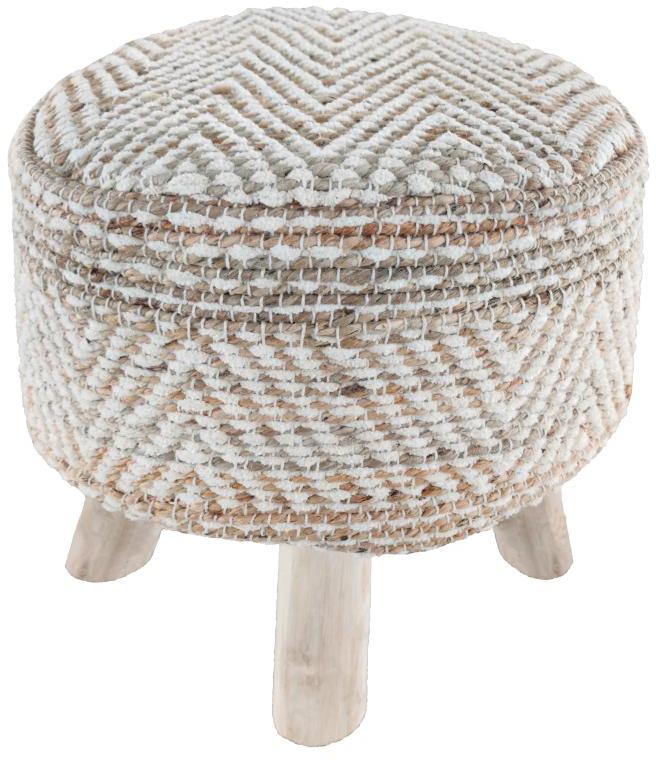 Sei-s-1503 Jute Hand Woven Stool, Color : Natural/white