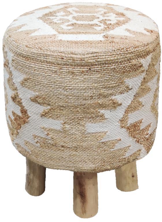 Natural/White SEI-S-2139 Jute Hand Woven Stool