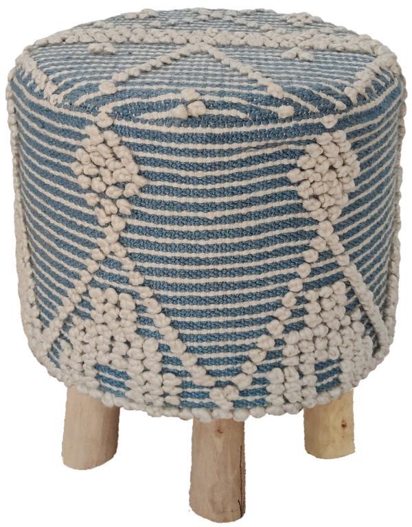 SEI-S-2143 Blue & White Hand Woven Stool