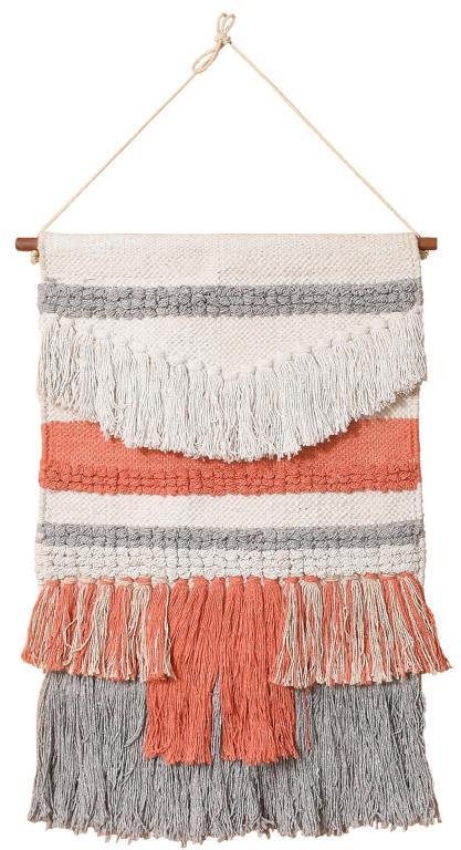 Grey/Orange/White SEI-WH-1525 Cotton Handmade Wall Hanging